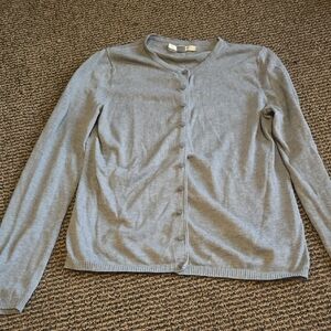 Liz Claiborne Gray Button-Up Cardigan